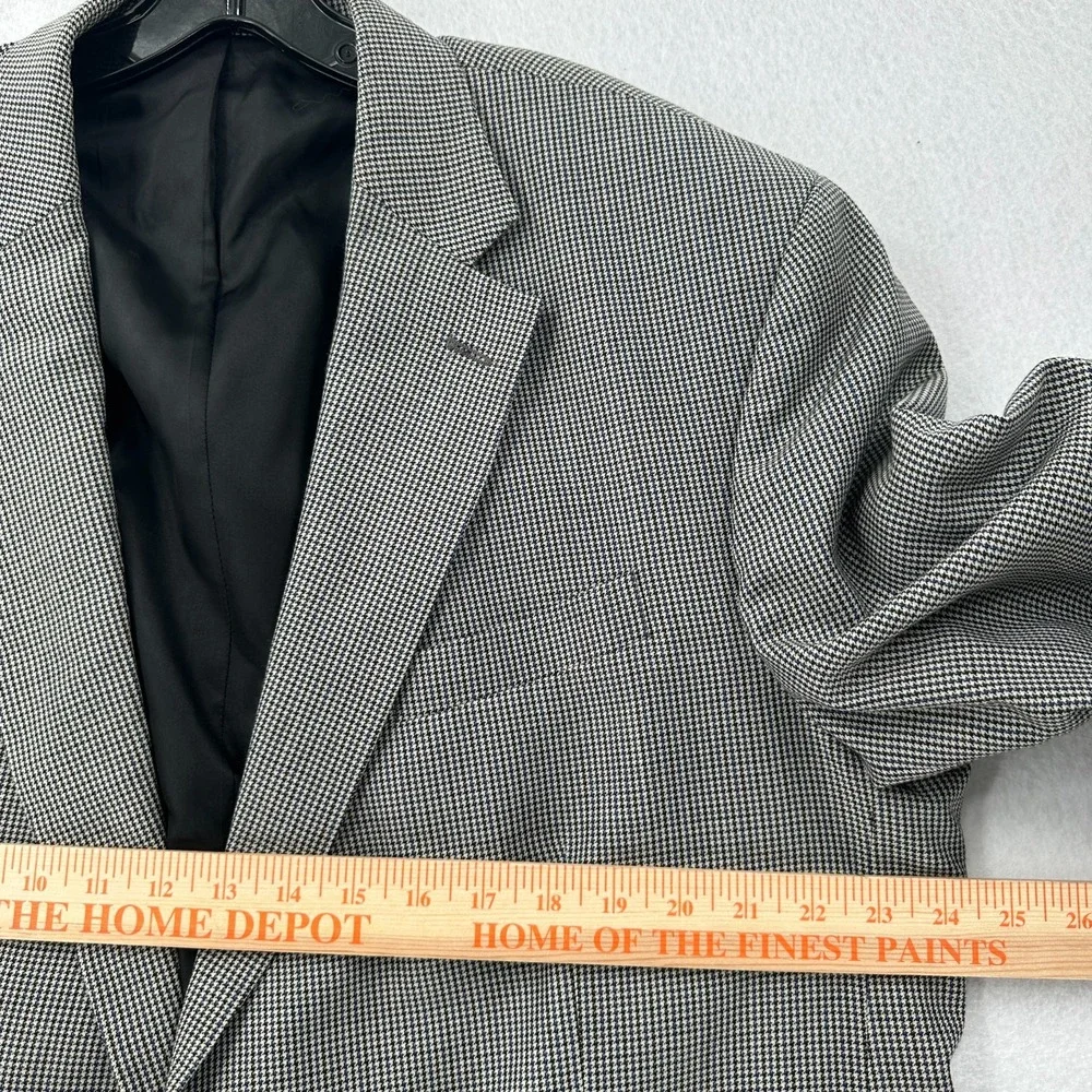 Stafford Plaid Houndstooth Suit Blazer Jacket‎ 48L Pants 41X31 Metal Buttons
